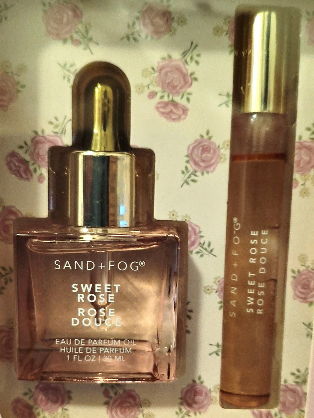 SAND + FOG Sweet Rose Perfume Oil Dropper & Rollerball Set Perfume Oil Set Pink